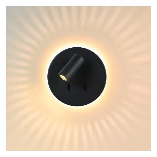 Lucide BENTJER - Bedside lamp / Wall light - Ø 14 cm - LED - 3000K - Black - detail 4